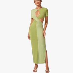 Two-Tone Green Maxi Dress
